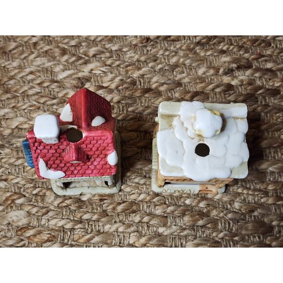 2 Vintage Mini Christmas Village Tea Lights 1990s Holiday Decor Porcelain - Picture 4 of 10